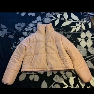 Pink puffer coat